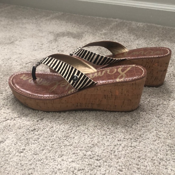 Sam Edelman Romy Blk Ivry Zebra Wedges - Picture 2 of 3